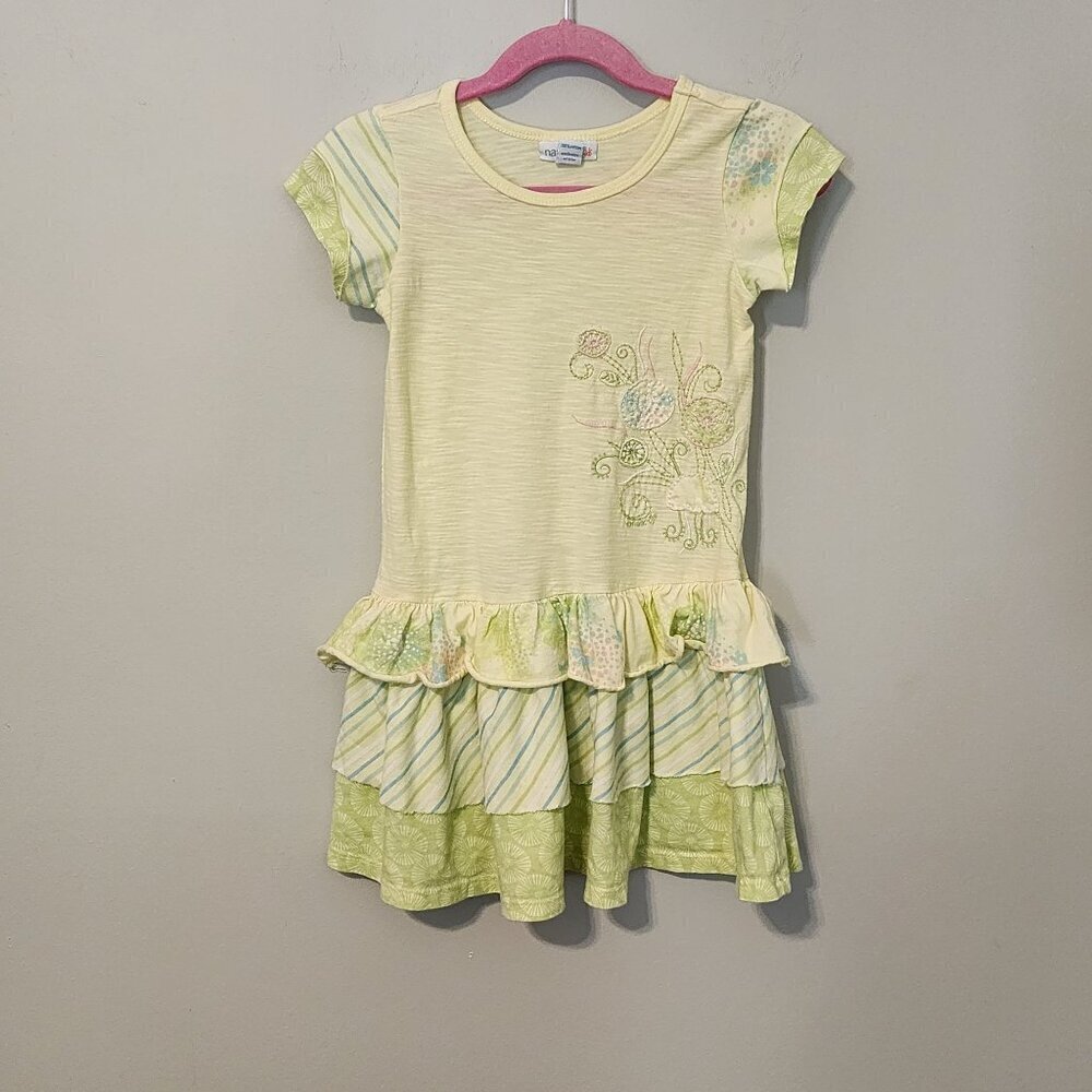 Naartjie dress sz 2T short sleeve ruffles yellow green
